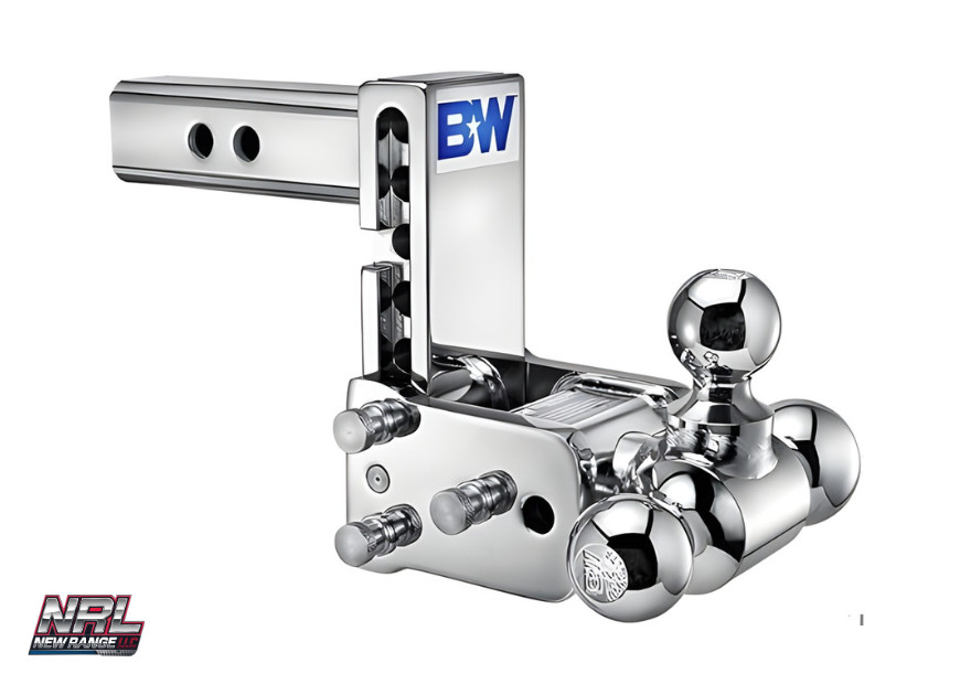 B&W TS10048C Tow & Stow 3-Ball Chrome Hitch – 5″ Drop / 5.5″ Rise