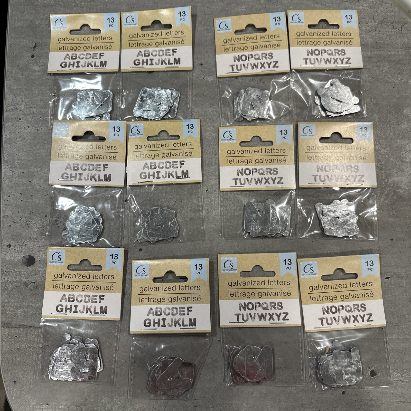 Crafter’s Square Galvanized Metal Letters 1" in Tall A-Z 6x Full Alphabet