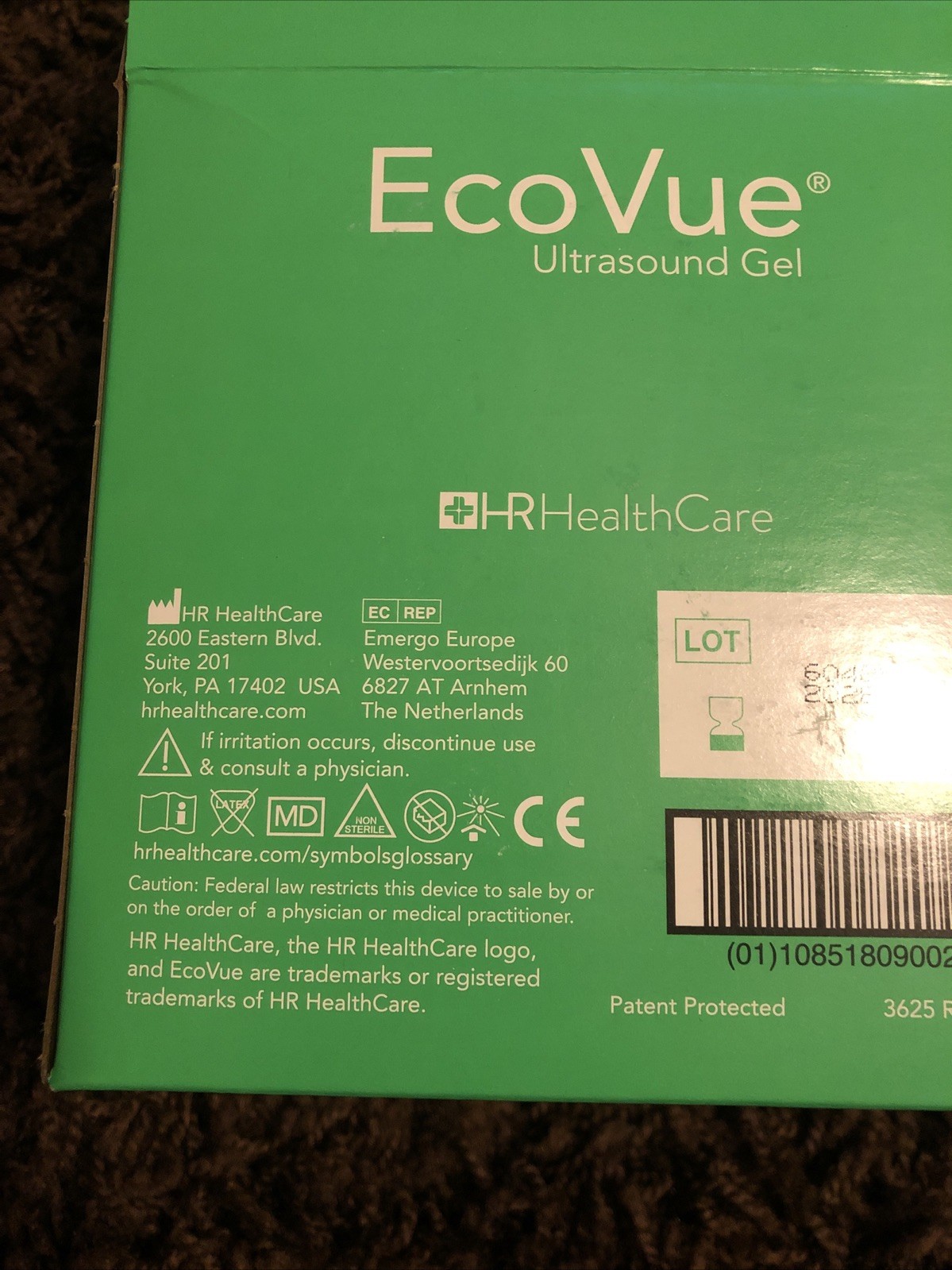 New - EcoVue Ultrasound Gel, 2 oz / 60 gm tube - 12 count - Exp Date: 2028/02/29