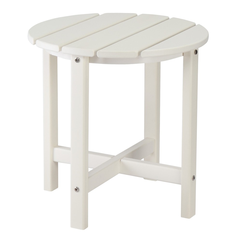 46cm Round White HDPE Side Table, Single Layer Modern Accent Table