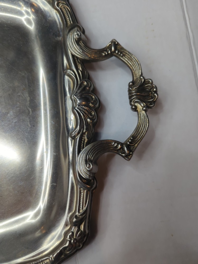 Ornate Silver Serving Tray 19"