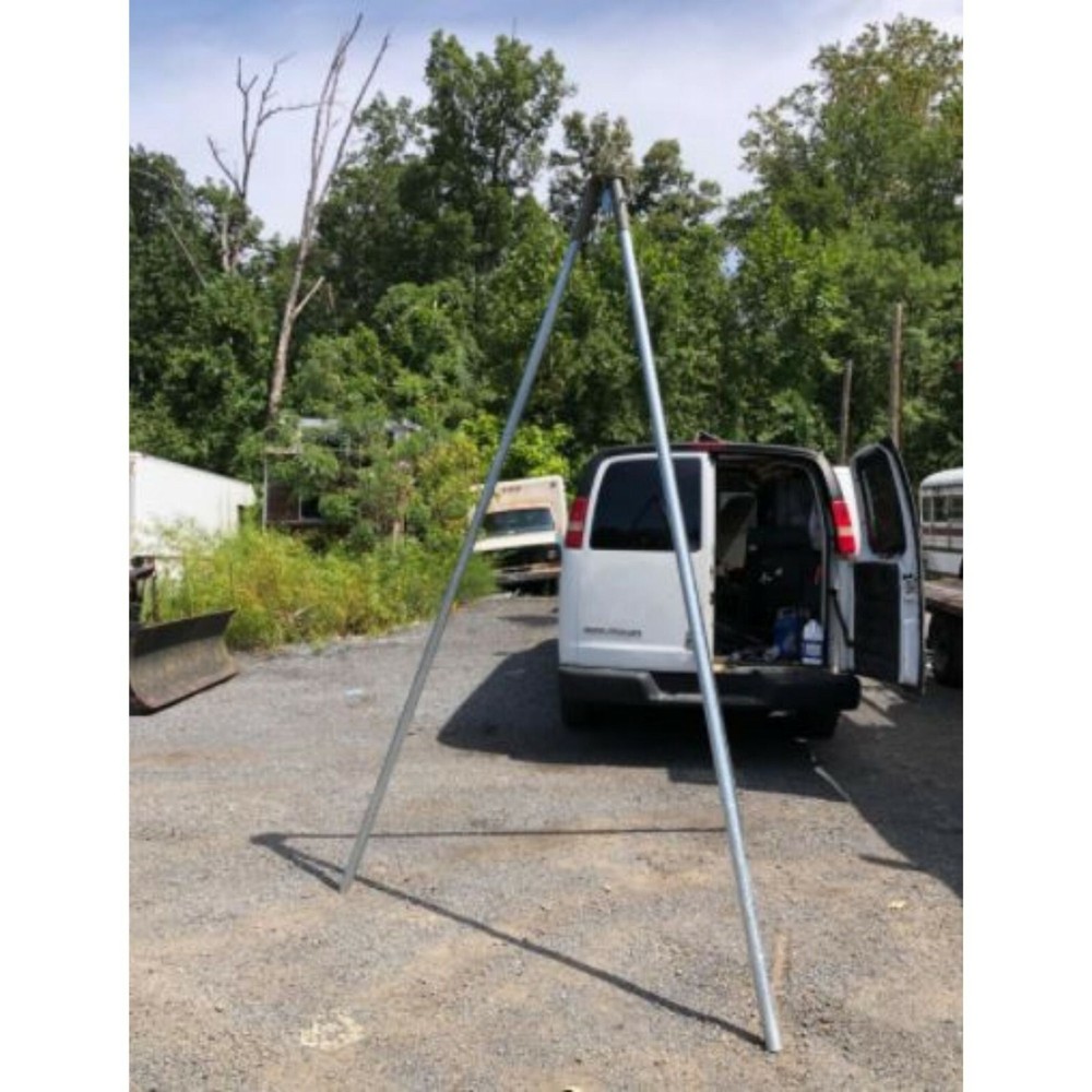 Tripod Header w Pulley Deer Feeder Stump Puller Camping Hunting Hanging Fire Pit