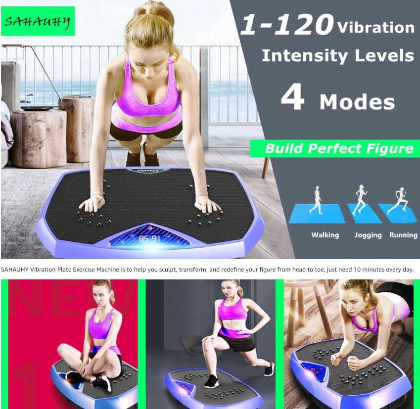 Vibration Plate Exercise Machine with Resistance Bands