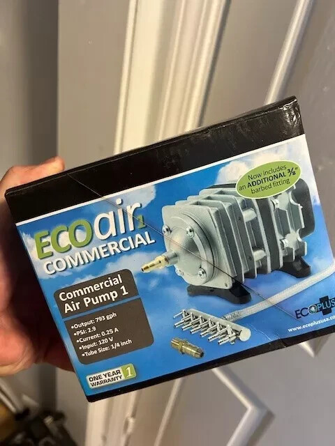 EcoAir 1 Commercial Air Pump - Includes Additional 3/5" Barbed Fitting
