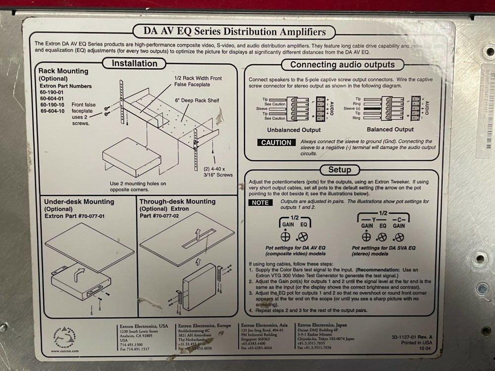 Extron DA6AVEQ Video/audio Distribution Amplifier