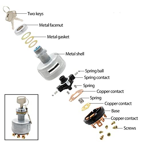 MDY Ignition Switch with 4 Position 6 Terminal 2 Keys Replacement Key Typle 1