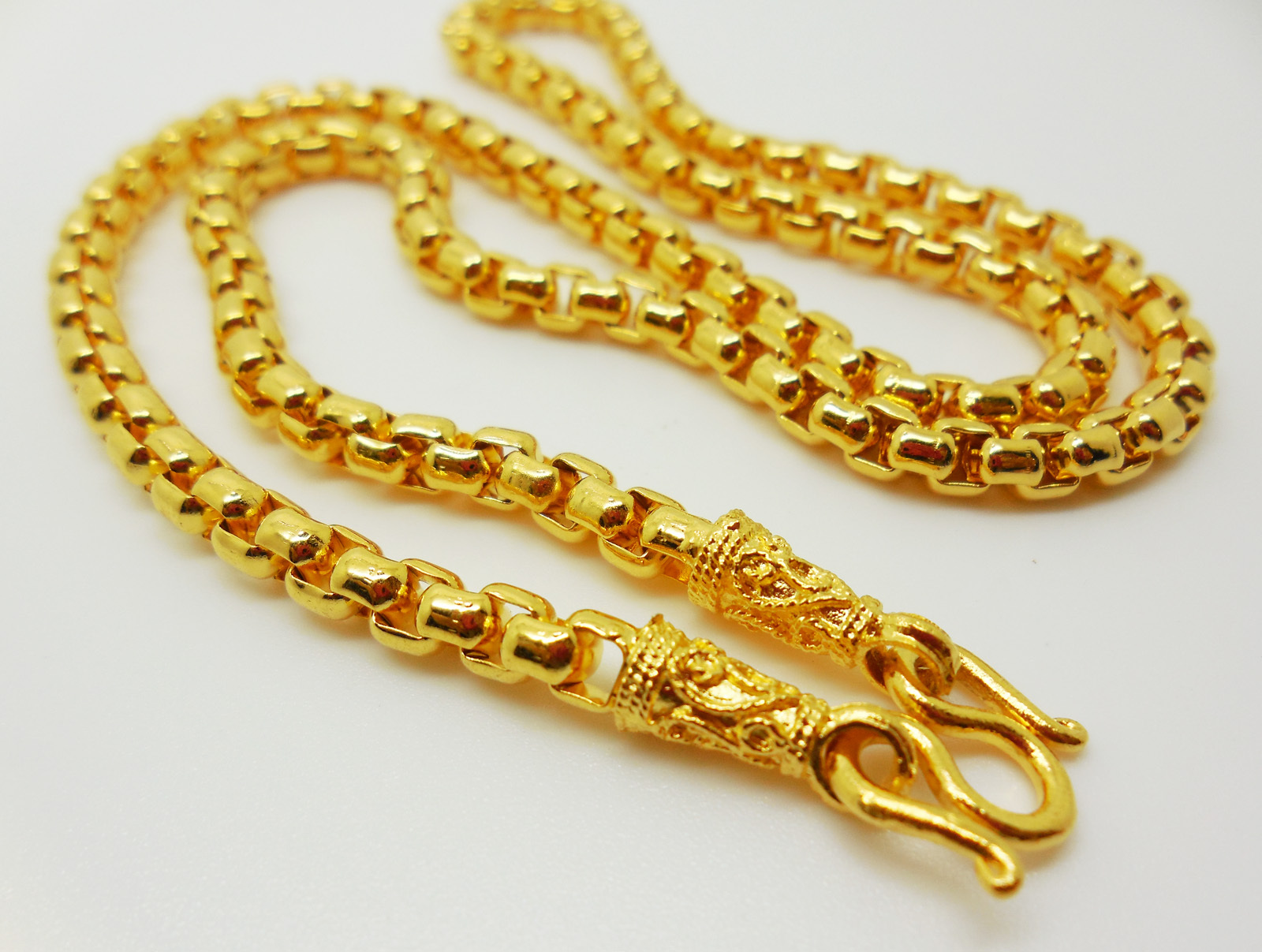 Chain 22K 23K 24K THAI BAHT YELLOW GOLD GP Necklace 20 Inch 5 mm Jewelry
