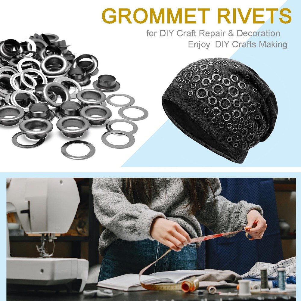 Eyelets Grommet Kit 100 Sets 1/2 Inch Black