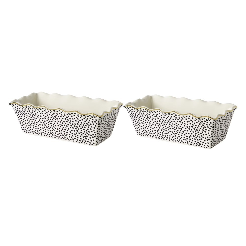Ceramic Loaf Baking Pan with Dotted Design 2-Piece Set