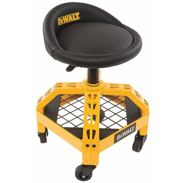 Dewalt Adjustable Shop Stool W/ Casters, 360 Swivel, 300 lb Cap, Steel/Vinyl