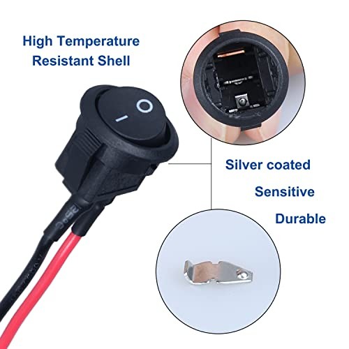 5Pcs Round Rocker Switch Mini Latching Toggle Switch ON Off 15mm Black-5Pcs