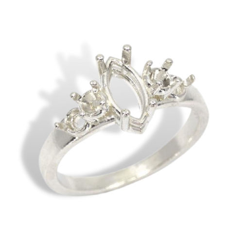 Marquise Double Accented Pre-notched Ring Mounting