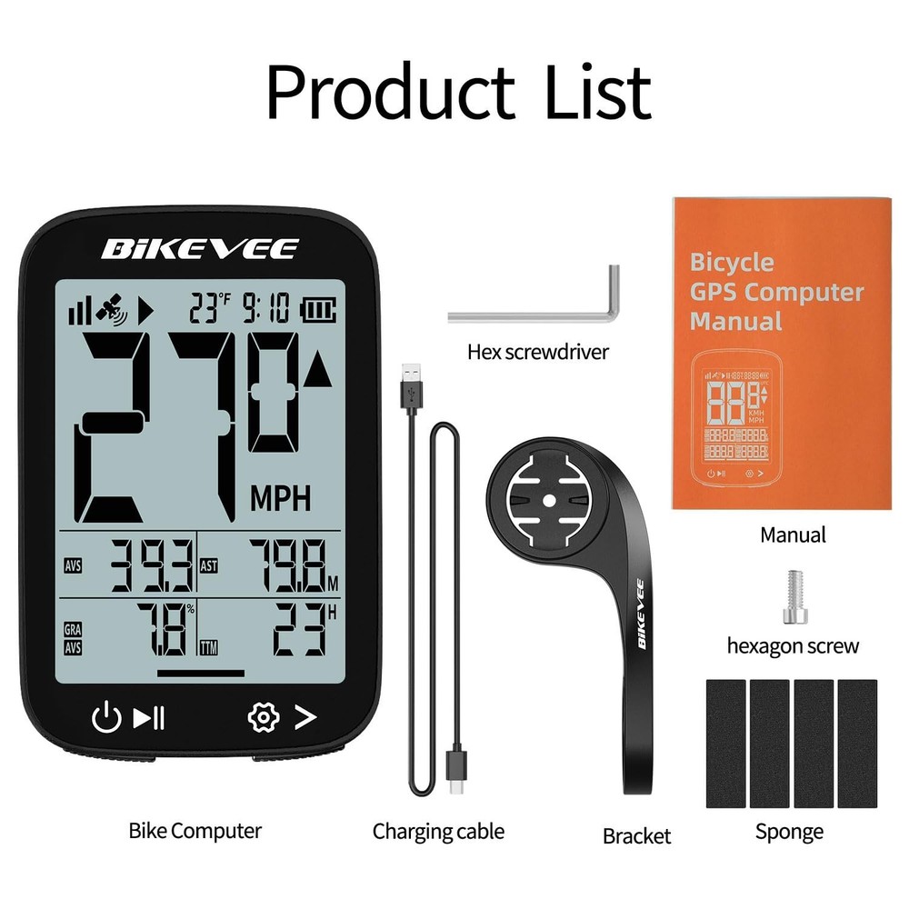 Bike Speedometer GPS Wireless Cycling Computer – Auto Start/Stop, Auto Bac