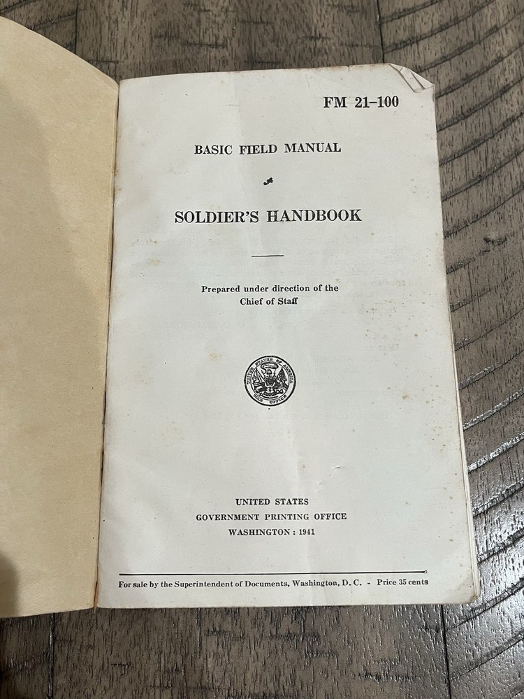 WW2 War Department Basic Field Manual Soldiers Handbook July 23, 1941 Ephemera