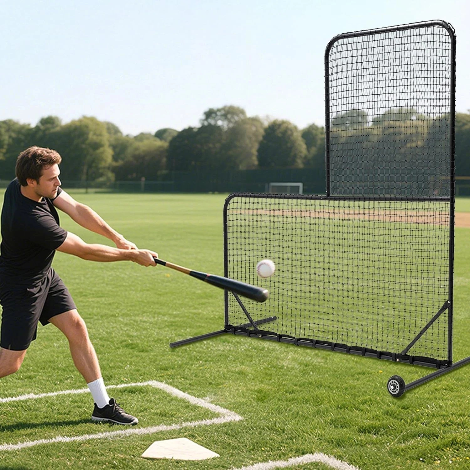 L-Shaped Hitting Cage, Baseball Hitting Net, Pitching and Hitting Protection Net