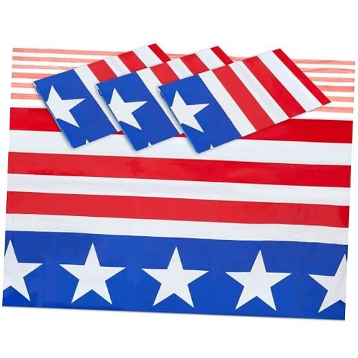 Rectangular American Flag Tablecloths - Disposable Plastic Table Cloth &