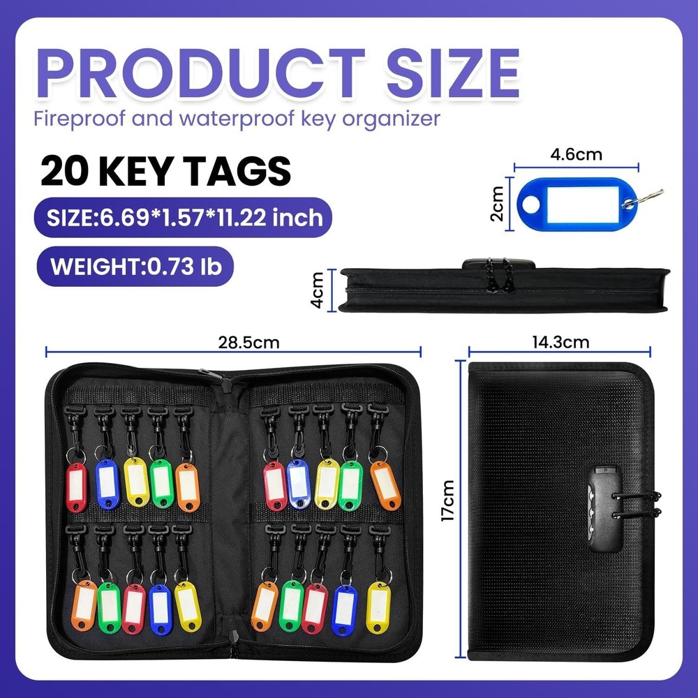 20Key Storage Box w/ Code Key Cabinet Organizer Wall Mount with Combination Lock