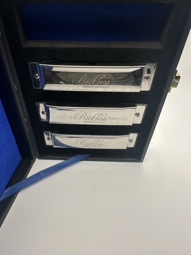 3 Reckless Harmonics With Case Keys E-A-G (3 Harmonicas)