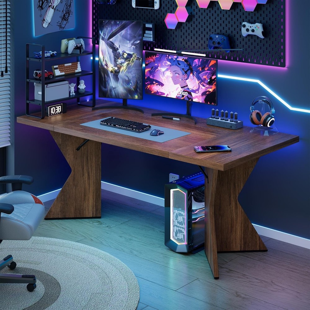 Thick Panel/Footboard Double-Sided Triamine Rectangular Dining Table Iron Foot 1