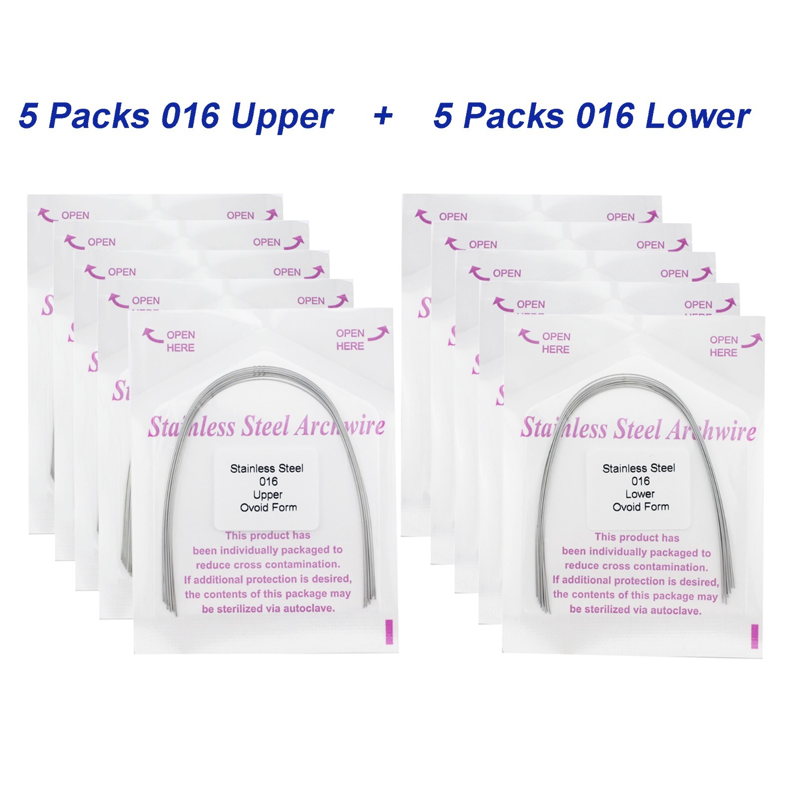 100Pcs Dental Orthodontic Arch Wire NiTi Stainless Steel Ovoid Round Rectangular