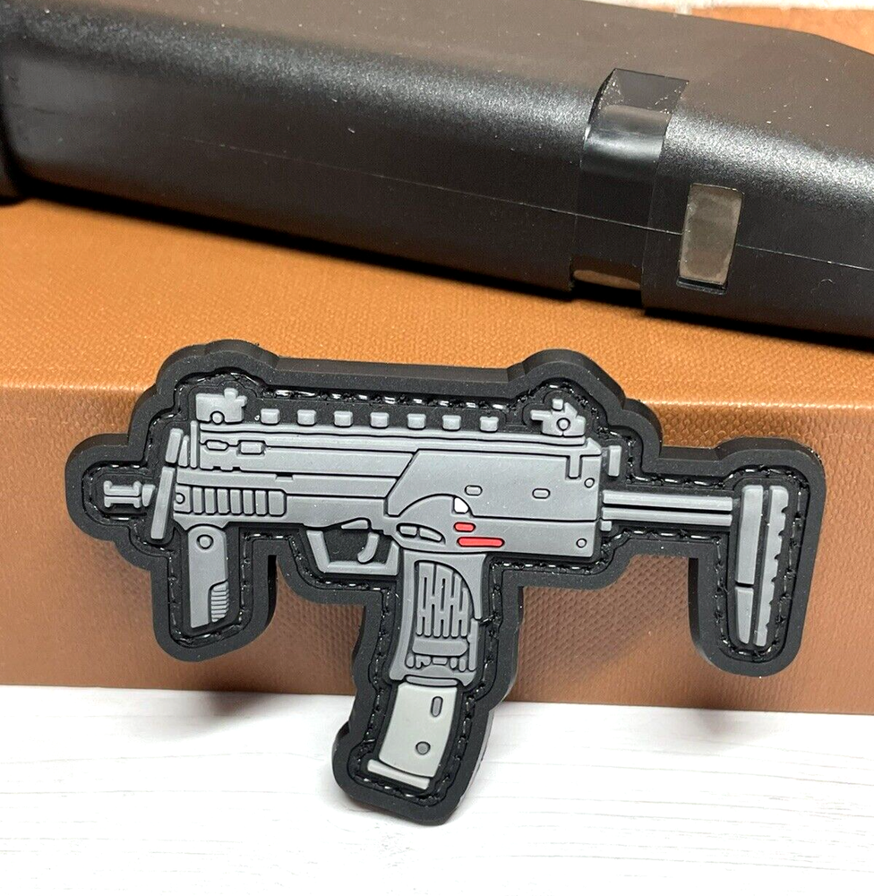 PVC Tactical Patch, Uzi Gun Morale Patch Hook Backed - Uzi Rifle Patch