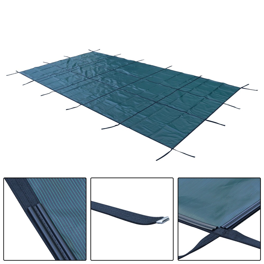 Inground Pool Cover Safety Fits Rectangle Swimming Pool Mesh Solid Pool Cover