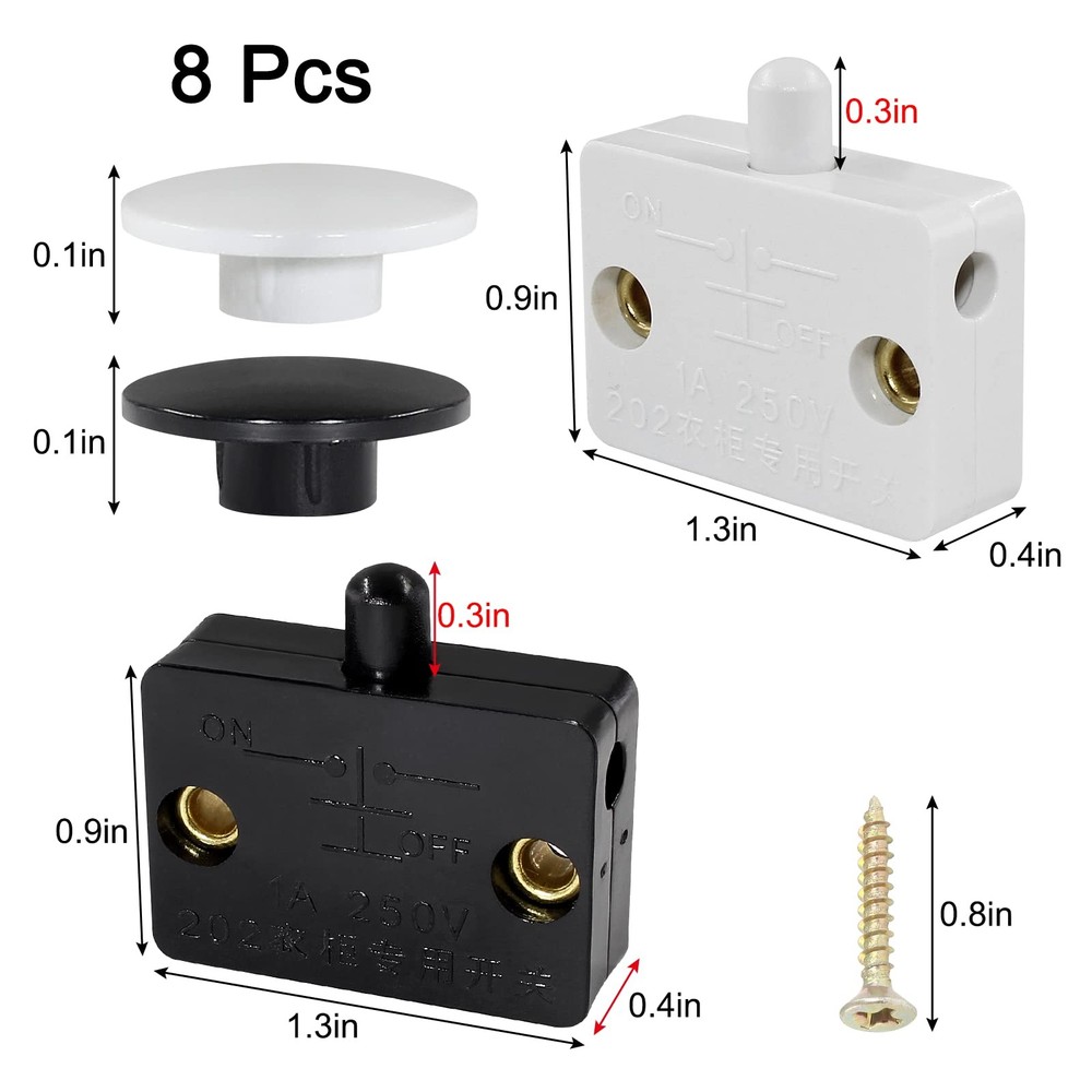8 Pcs Automatic Cabinet Lamp Switch Touch Switch Normally Closed Switch for W...