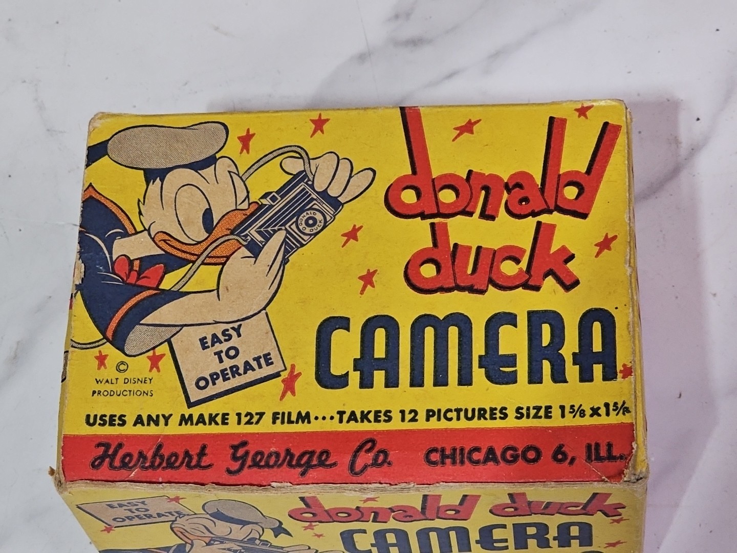 Vtg BOX ONLY for Donald Duck Childrens Camera Herbert George Co. Great Graphics