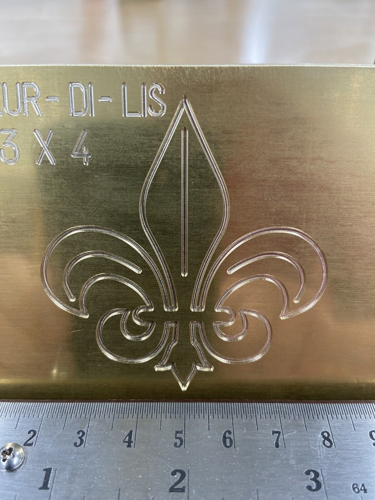 SMALL FLEUR DI LIS BRASS MASTER TEMPLATE  FOR NEW HERMES ENGRAVER SOLID BRASS