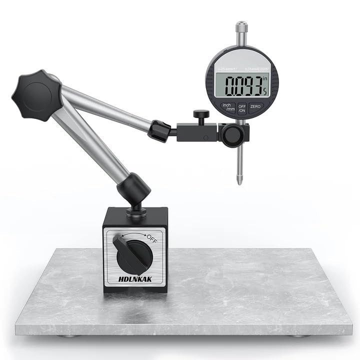 Magnetic Base Stand for Dial Indicator - 176 lbs Max Pull, Adjustable Silver