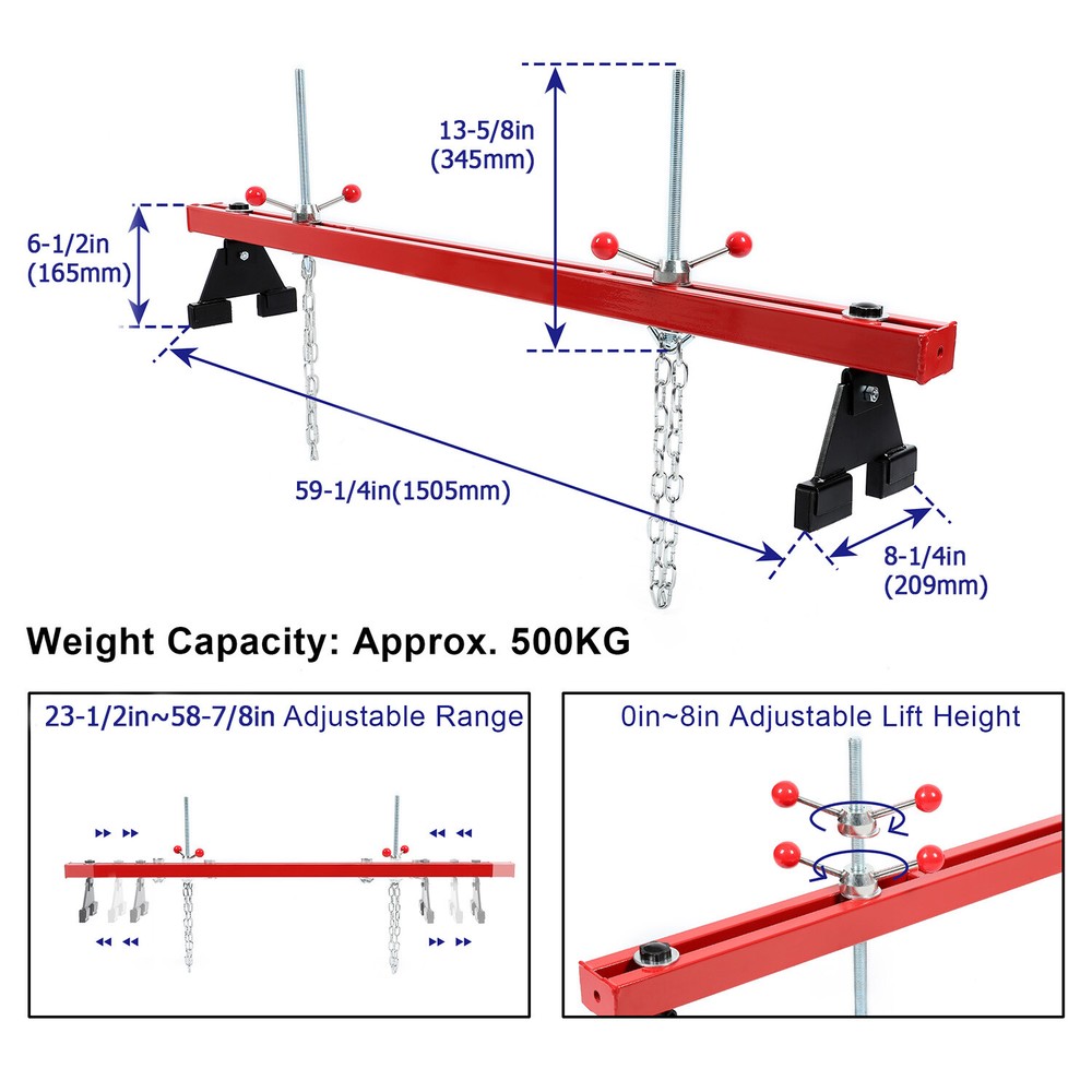 NEW Engine Support Bar Engine Load Leveler 1100 Lbs Transmission w/ Dual Hook