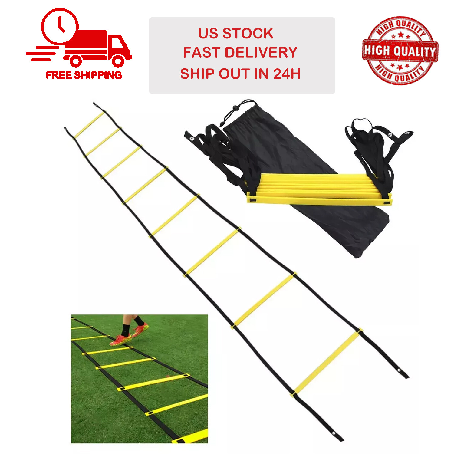 8 Rung Agility Speed Training Ladder Footwork Fitness Football Workout Exercise