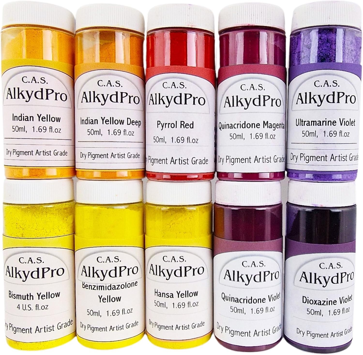 Yellow violet  Sett  Pigment Dry Powder     set  10 x 50ml