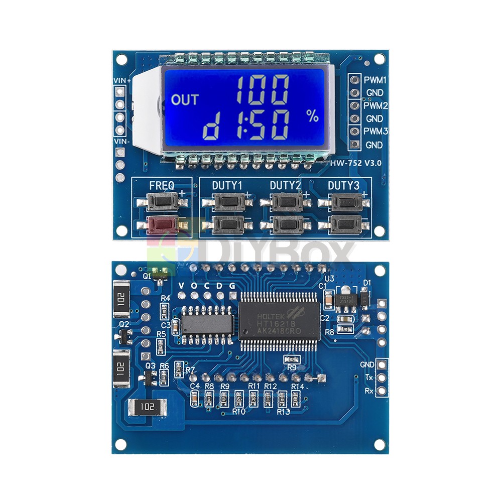 PWM Pulse Wave Frequency Duty Cycle Adjustable Module 3-Channel Signal Generator