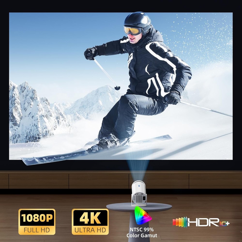 Mini Projector, Native 1080P Portable Projector with Carrying Case, 4K Support,