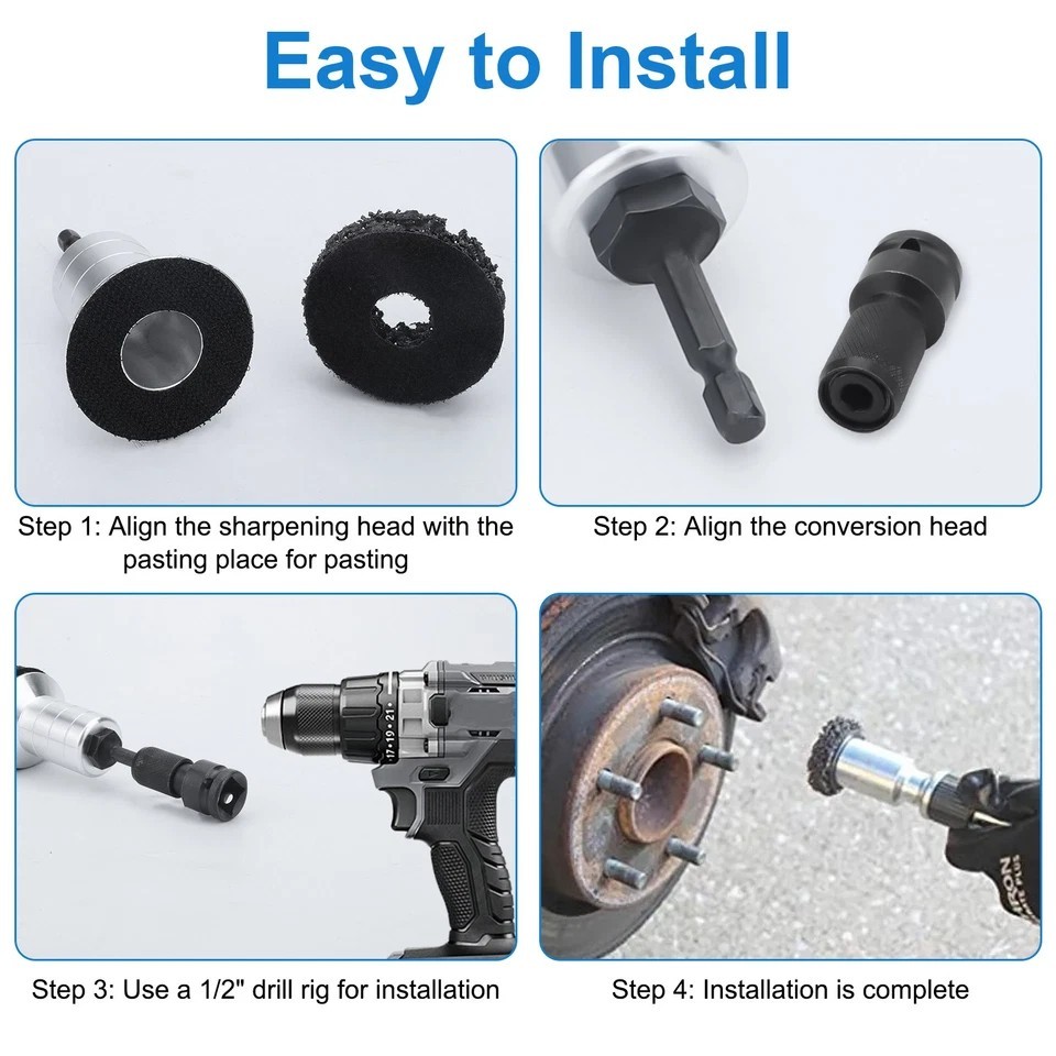 Wheel Stud Cleaner Hub Resurfacing Kit Car Rust Remover Brake Disc Grinding Tool