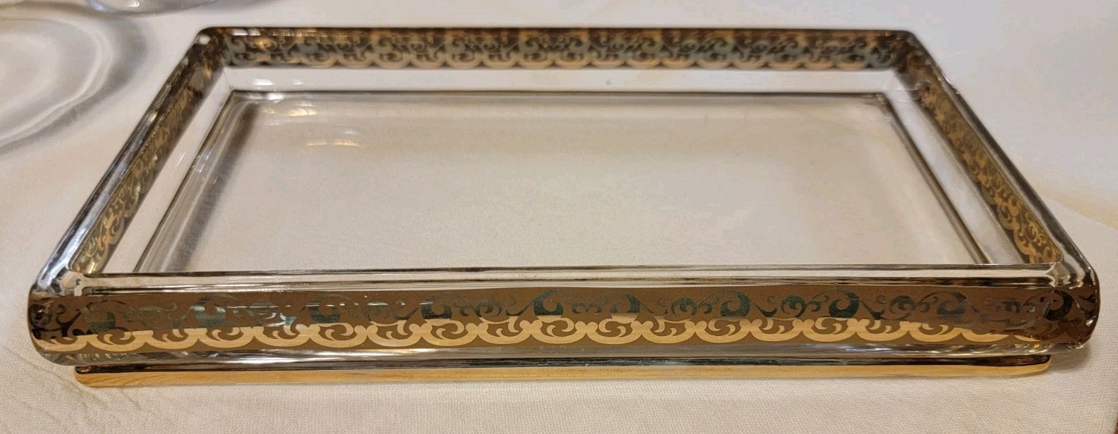 Vintage Gold Trimmed Glass NOBILITY Soap Dish, Tray, & Toothbrush Holder