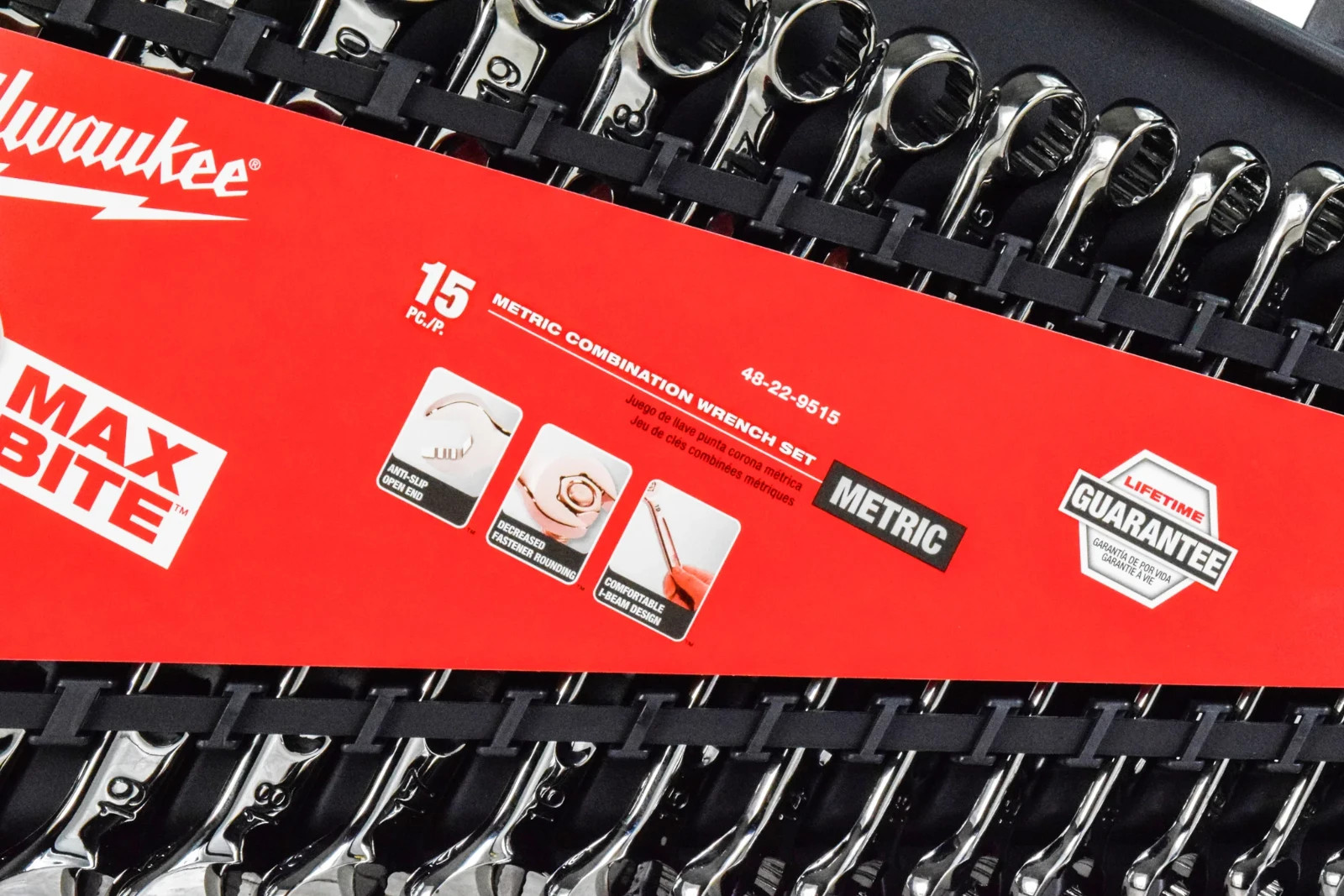 Milwaukee 48-22-9515 Max Bite Combination Wrench Set Metric 15 Piece