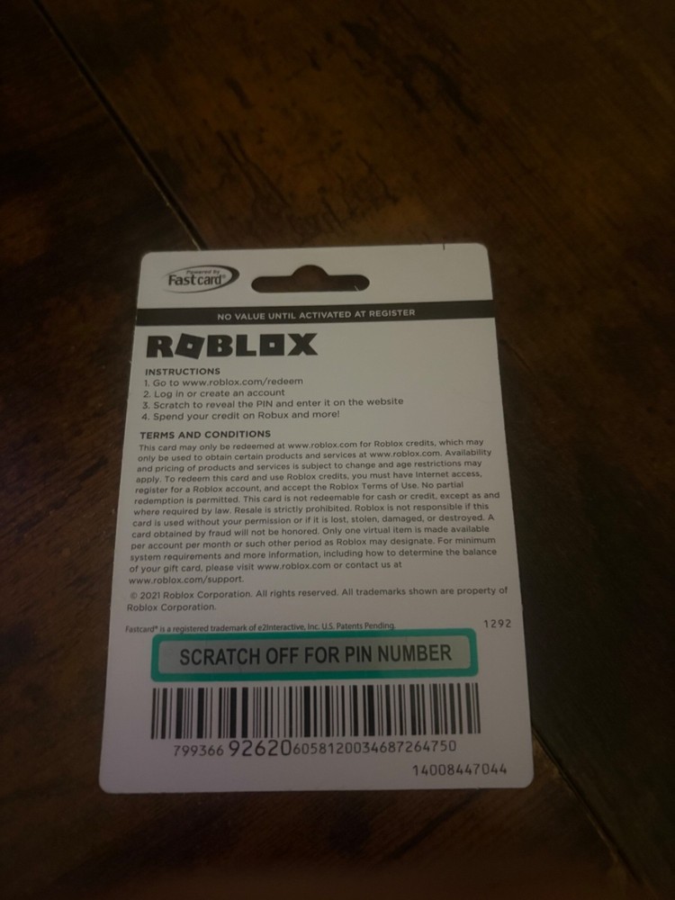 Robux Gift Card Physical $25