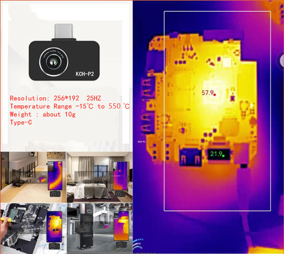 KCH-P2 Thermal Imaging IR Camera Imager 256*192 PCB Detection Android Smartphone
