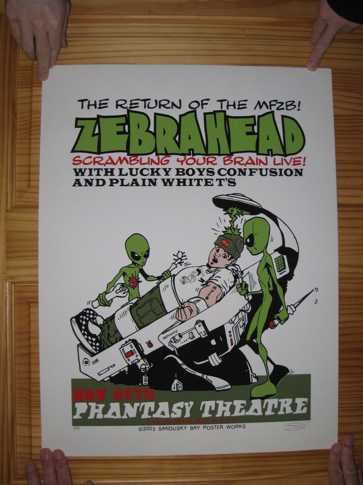 Zebrahead Poster Silkscreen Signed Numbered Lucky Boys Confusion Plain White T's