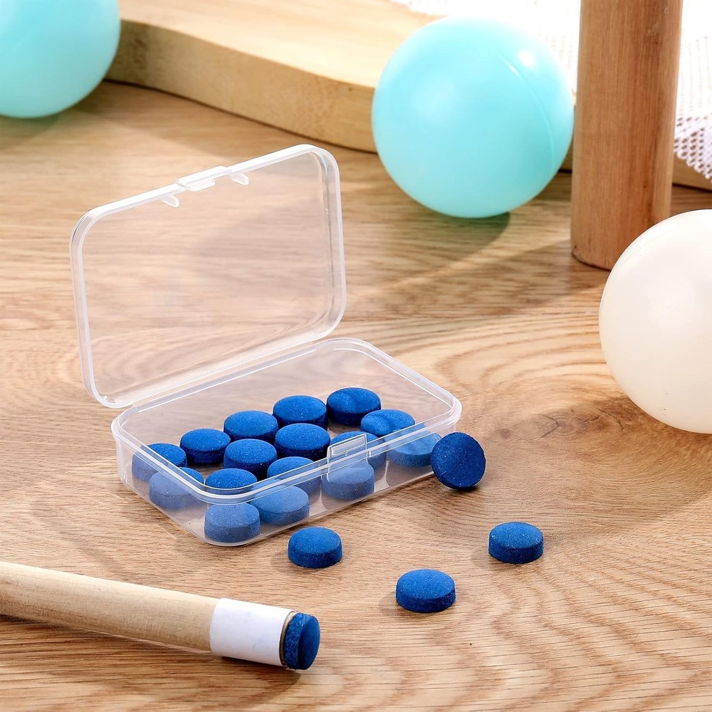 Replacement Pool Stick Tips for Snooker - 20 Pcs in Blue with Storage Box