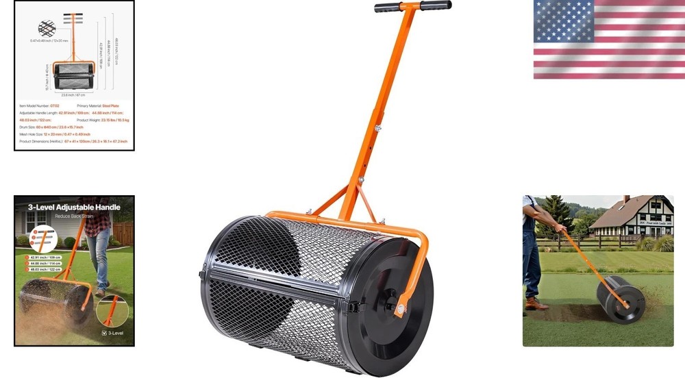 Durable Heavy-Duty Compost Spreader with T-Shaped Handle for Precise Planting