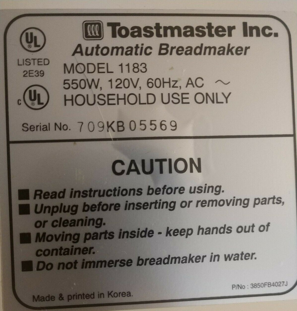 Run Capacitor for Motor in Toastmaster Bread Maker Machine Model 1183
