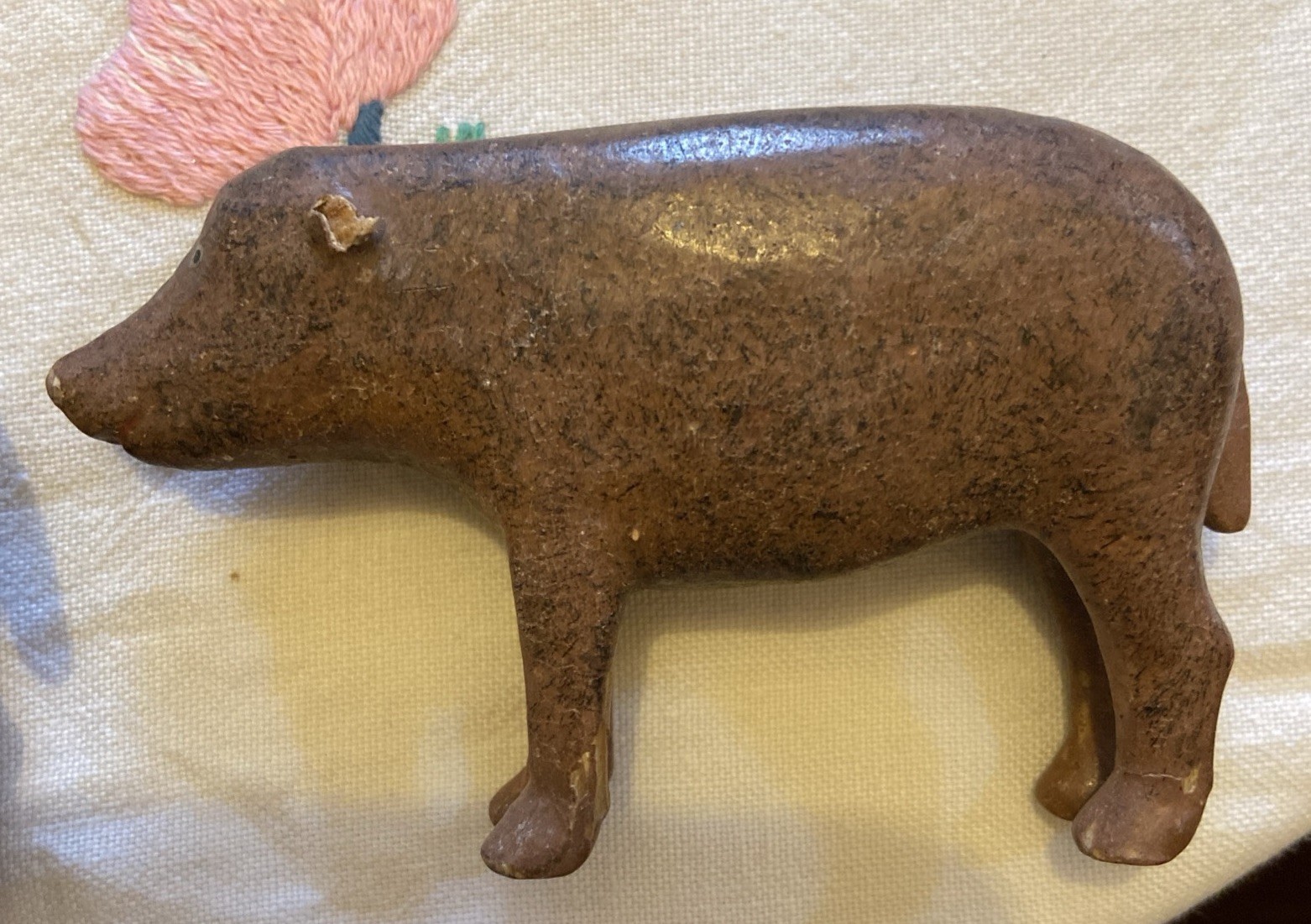 Victorian 19th Century 2 Hand Made Folk Art Pigs. Primitive / Naiave. Folk Art