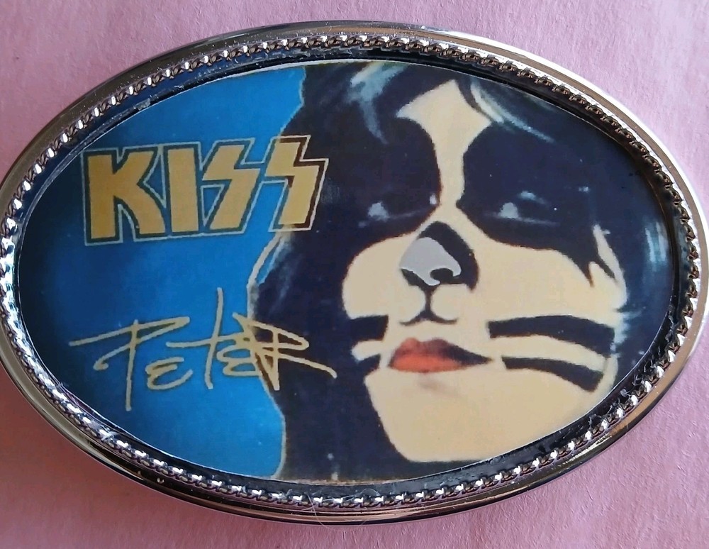 KISS Rock Band " PETER CRISS "   Epoxy PHOTO MUSIC BELT BUCKLE - NEW!
