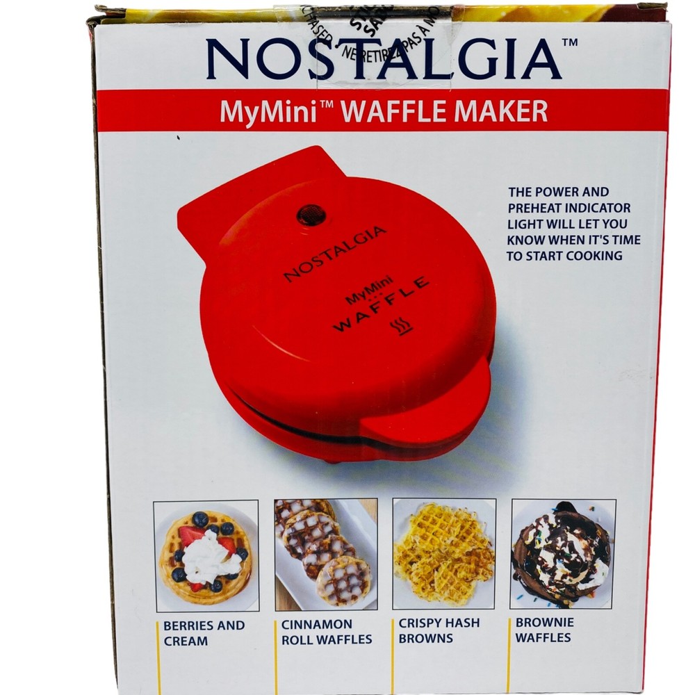 Waffle Maker My Mini Compact 5" Waffle Maker Red Nostalgia New