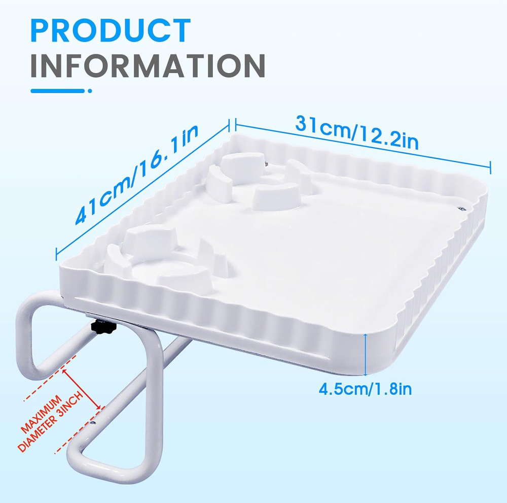 Above Ground Pool Bar & Poolside Serving Tray (White)
