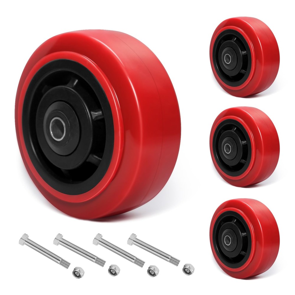 5 Inch Polyurethane Caster Wheels- Polyurethane on Polyolefin Core Wheel with...