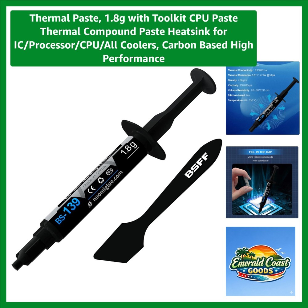 Easy Application 1.8g Thermal Compound for All Coolers - Carbon-Based Formula